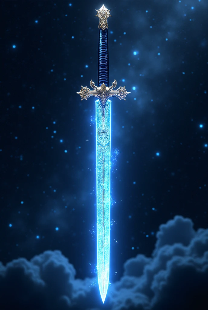 An extremely powerful diamond-shining KATANA from the Demon Slayer anime in the air in the middle of the universe.
