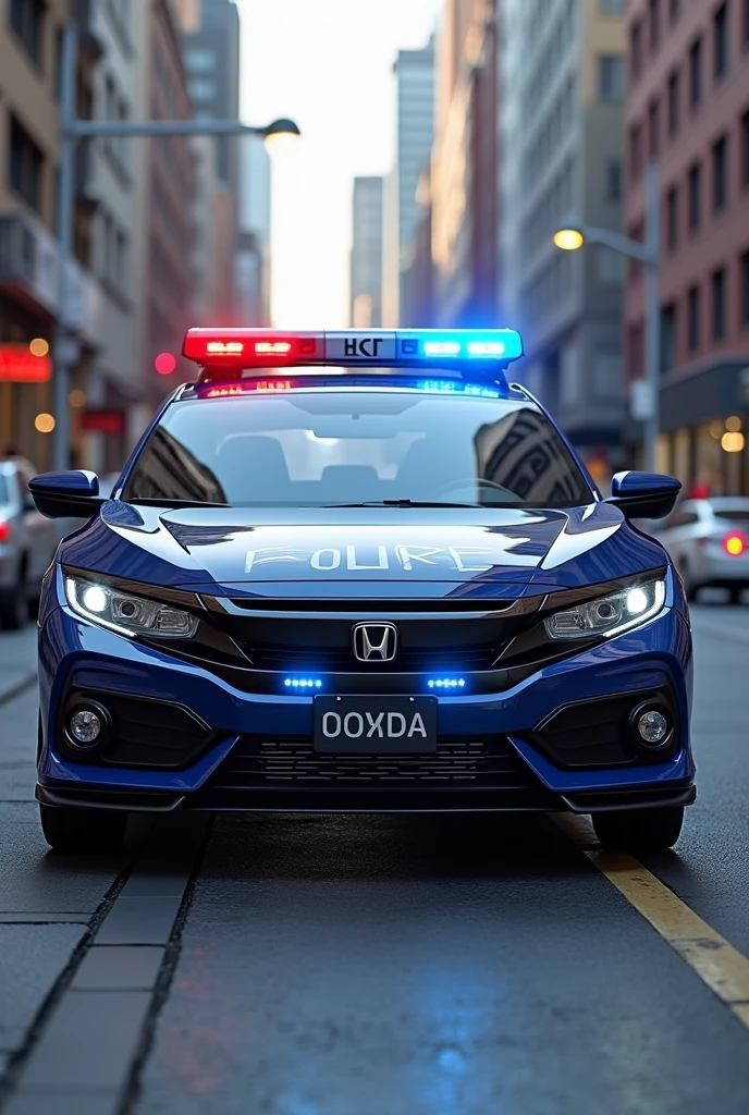 (photorealism:1.2. Civic 10th generation
, police . Navy blue with white lettering