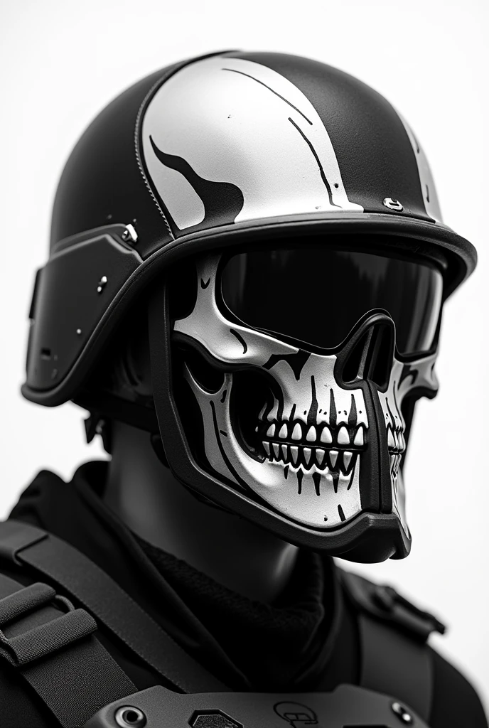 Military helmet skull png vector black and white
