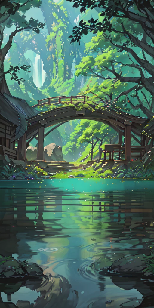 china ancient, spring, jungle, lake, cave, waterfall, tree, grassland, rock, deer, hot spring, steam, (illustration: 1.0), Narrative composition, realistic lighting, HD Details, masterpiece, best quality, (Highly detailed CG integrated 8k wallpaper)