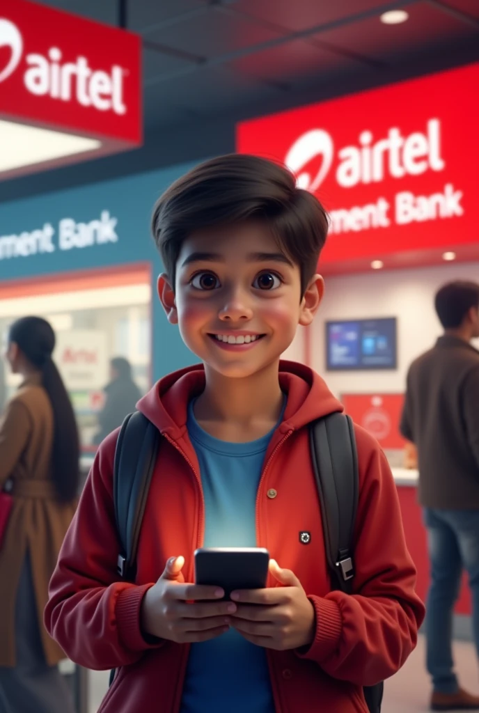 A boy using Airtel payment bank