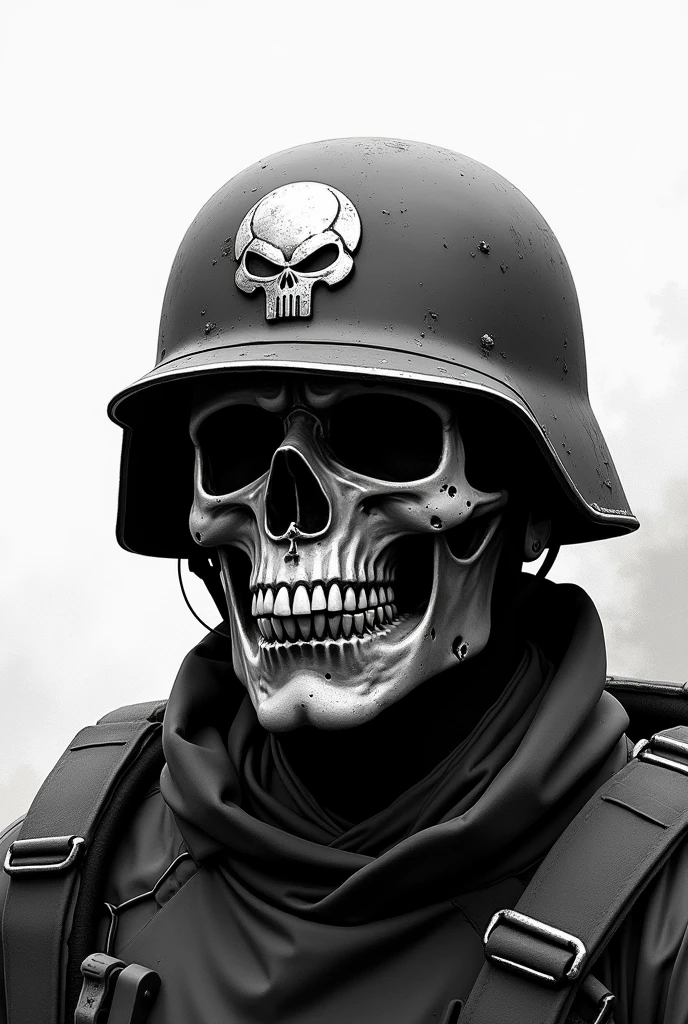 Military helmet skull vector for black and white painting p g
