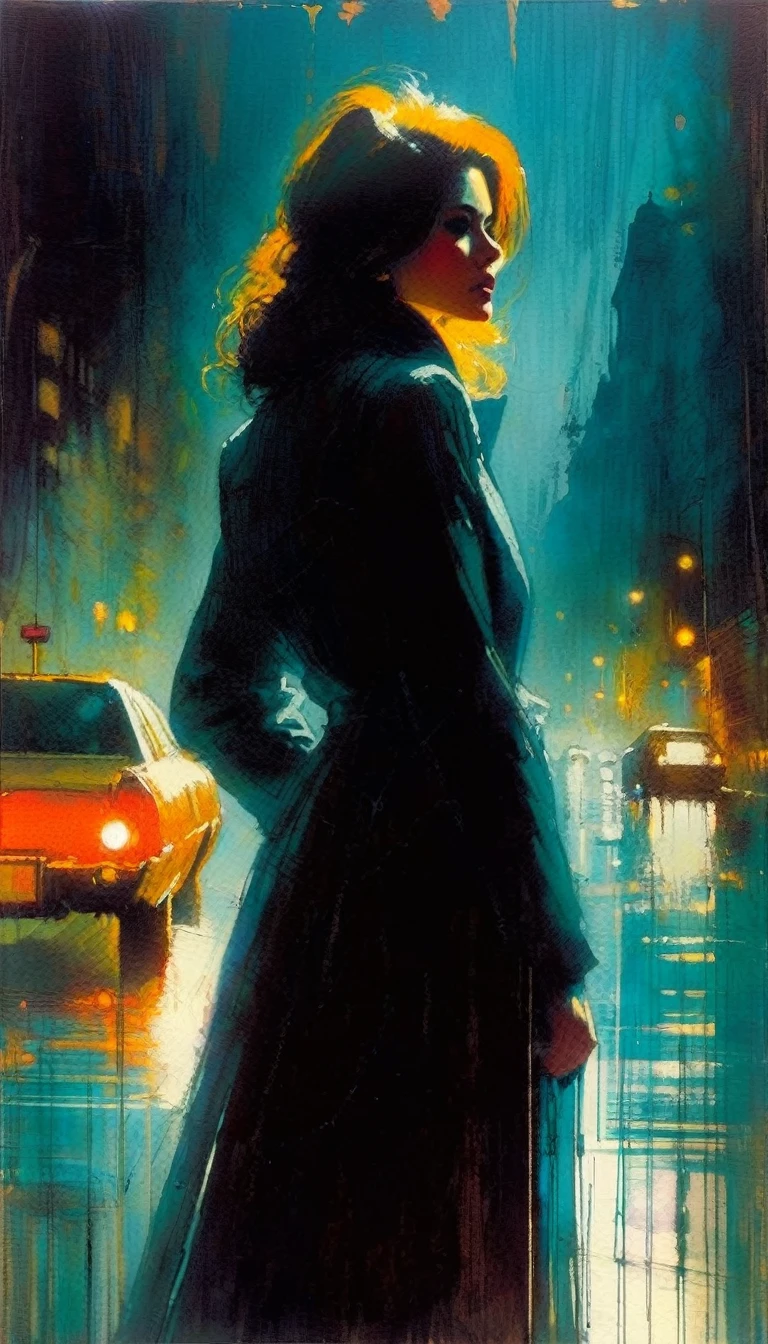 loneliness(art inspired by Bill Sienkiewicz). oil painting)woman