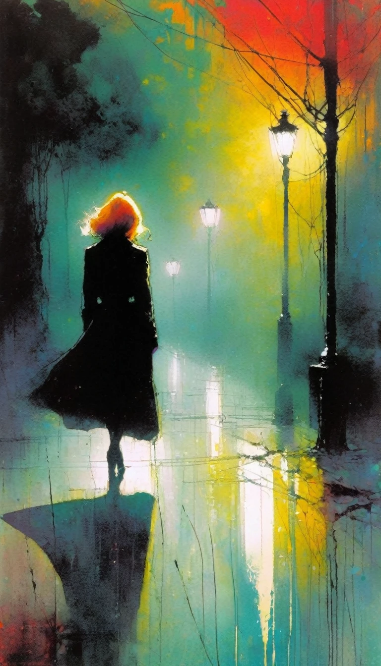 loneliness(art inspired by Bill Sienkiewicz). oil painting)woman