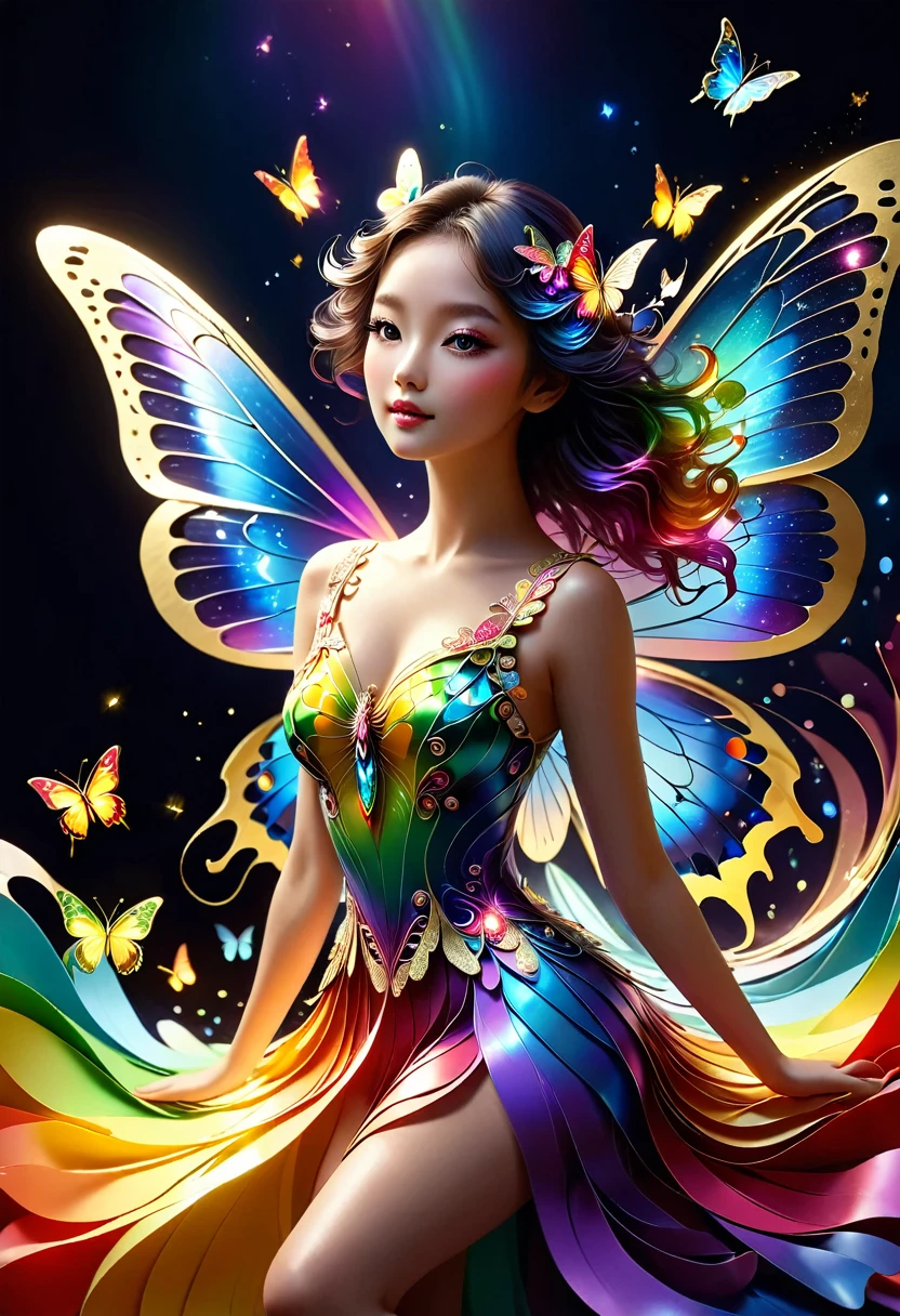 暗闇の中を羽ばたくButterfly々shine、beautiful, Like a dream、Touched my heart.,Butterfly々:Rainbow:Seven colors:Shine:shine,dark background,Flash,とてもFlash,masterpiece,最高masterpiece,The best paper,Beautiful landscape,Great,優しくshineButterfly々,politely,rendering,unreal engine,Elements of Zentalg,complex parts,politely描く,Careful,Light particles:闪闪Shine的鳞片,Butterflyの羽ばたきの軌跡がshine,rich and colorful,rich and rich and colorful,Anatomically correct,beautiful light and shadow,a secret,Fantasy,Fantasy,the art of mathematics