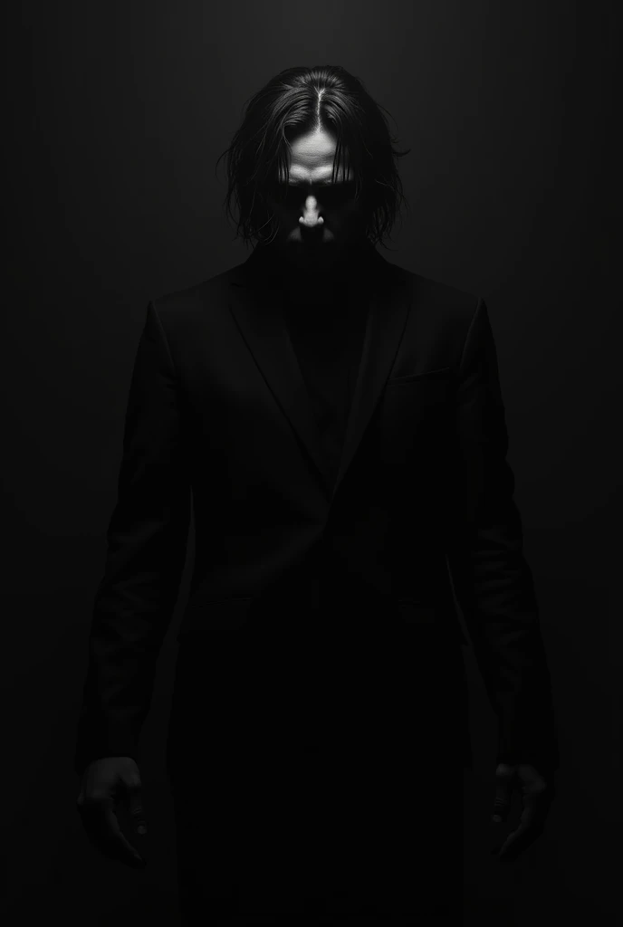 Make the same image but with the background all black and the name further away
