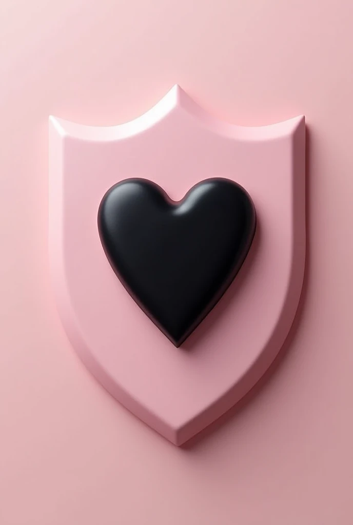 Pink shield with a black heart in the center