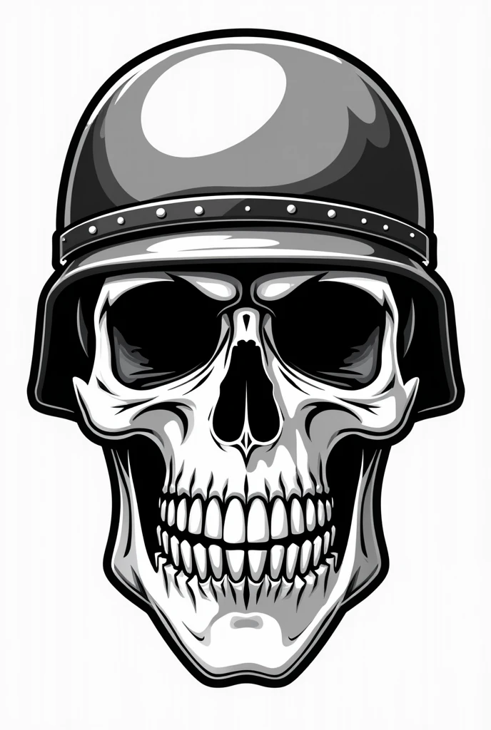 Minimalist skull with military helmet black and white vector png

