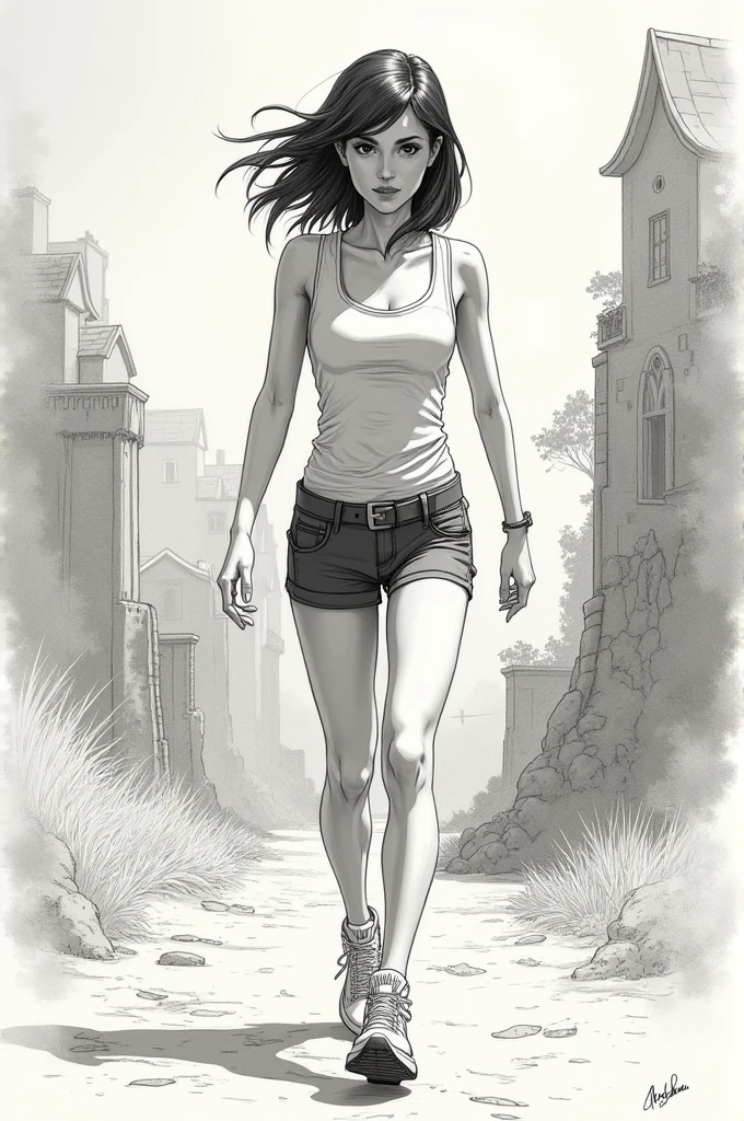 Give me sketch about a girl is on the way
