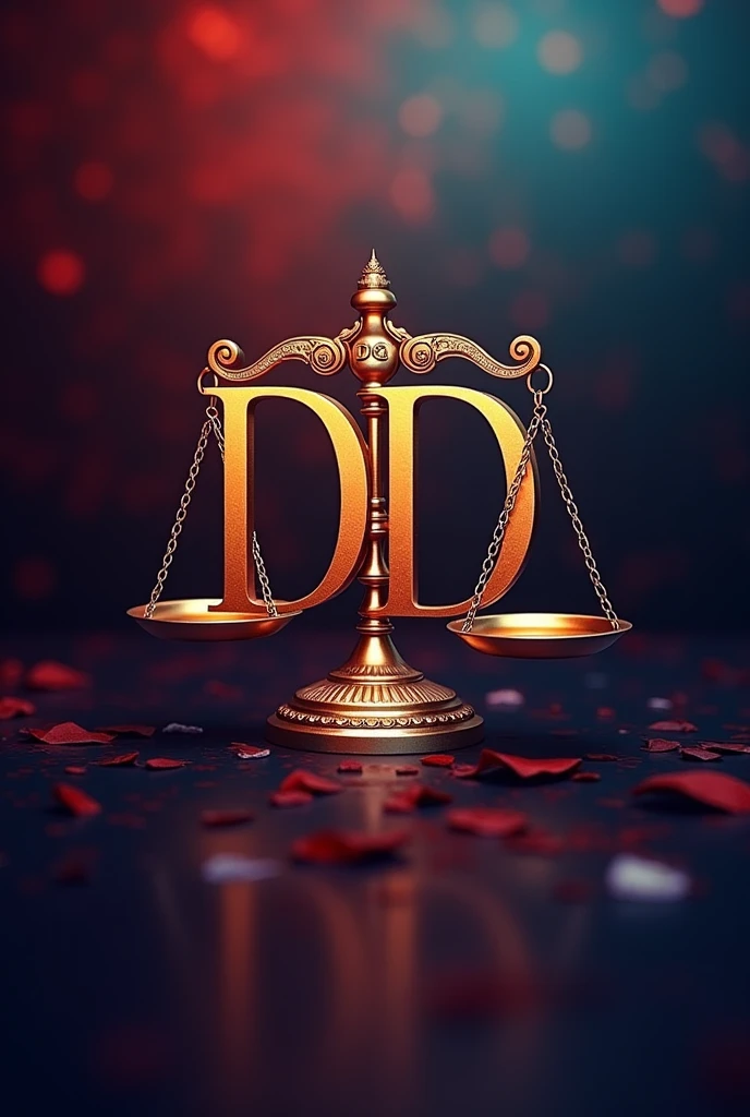 Create a profile picture for Instagram law, with elegant and captivating colors for the public, with the acronym "DD" and a scale symbolizing JUSTICE.