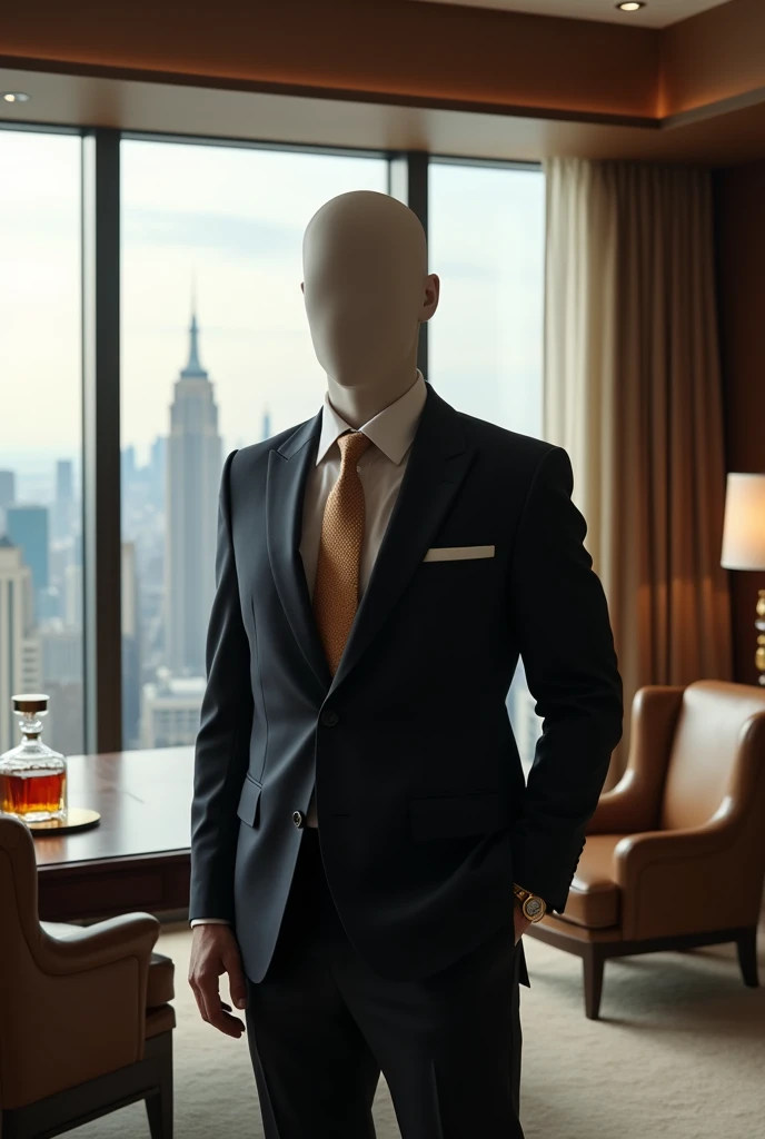 Make a picture for your Instagram profile, of a faceless millionaire and elegant businessman in a luxury setting