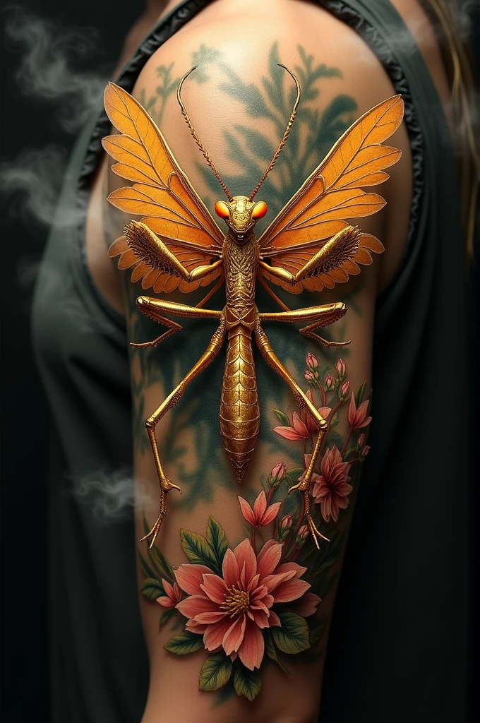 Golden Mantis Tattoo