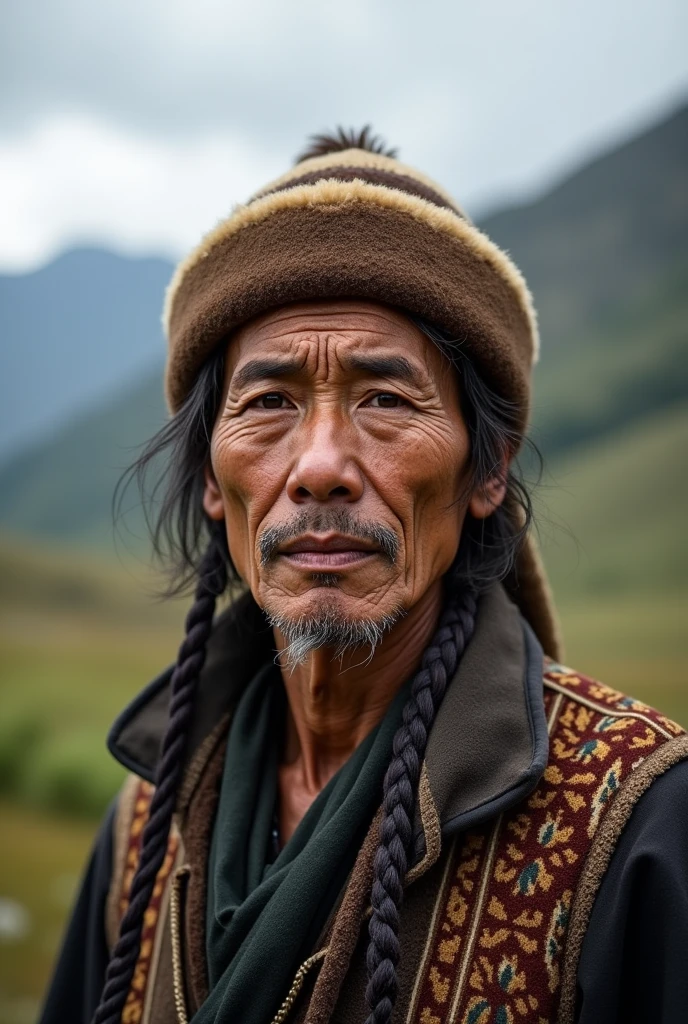 Person of Sakteng bhutan with nomadic cap