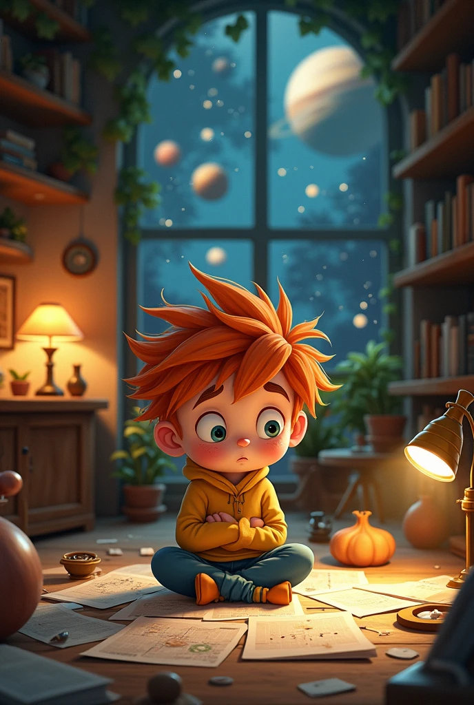 Little Onion from Monica's gang philosophizing and discovering Pluto in his astronomy studies
