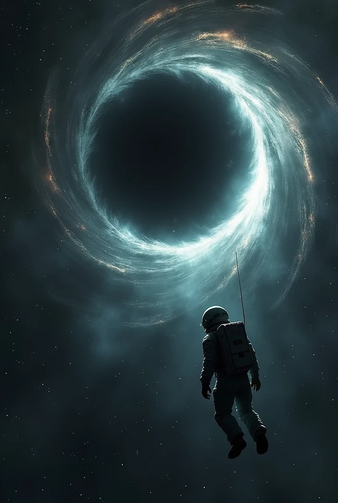 Astronaut being scared by black hole