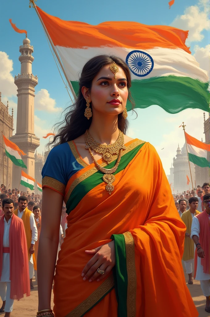 Happy independence day in the india with real person