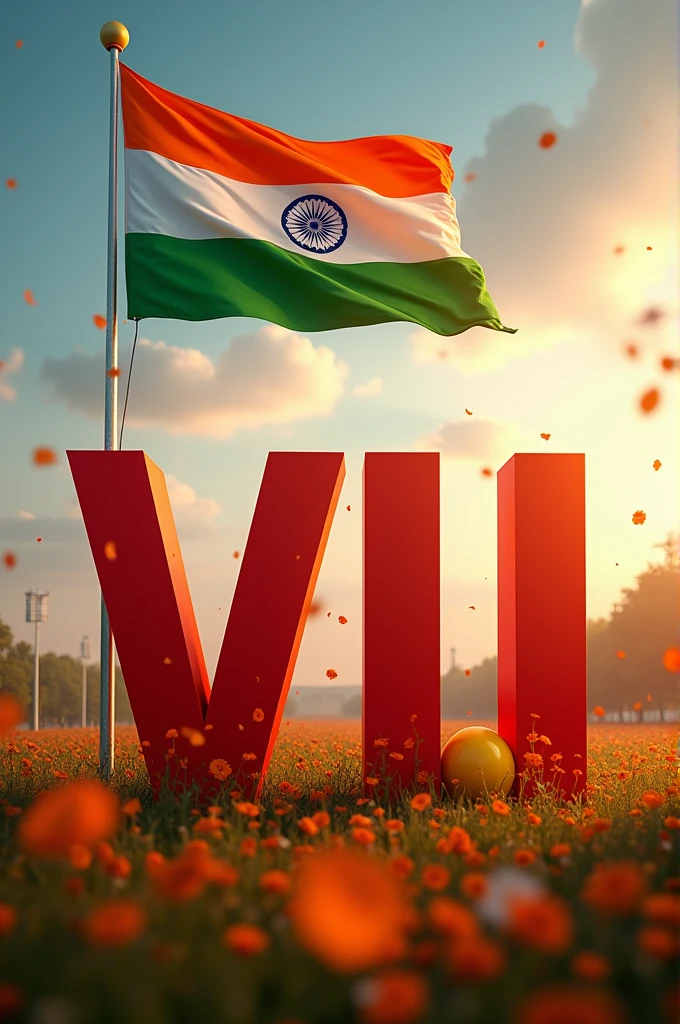 Showing Independence Day of India by vi the telecom companie and text in red of “trust info enterprises” and vi on capital letters and the dot under the I and should be yellow and vi on red it should be 1/10 of size (high detailed)