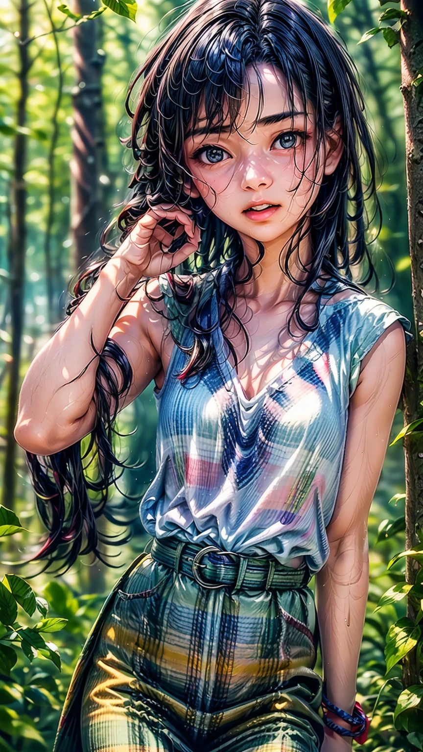 a mysterious girl in a foggy forest, detailed face, long hair, calm expression, (best quality,4k,8k,highres,masterpiece:1.2),ultra-detailed,(realistic,photorealistic,photo-realistic:1.37),dramatic lighting,moody atmosphere,mist,lush greenery,old-growth trees,atmospheric,dark fantasy,cinematic,dramatic lighting,chiaroscuro
