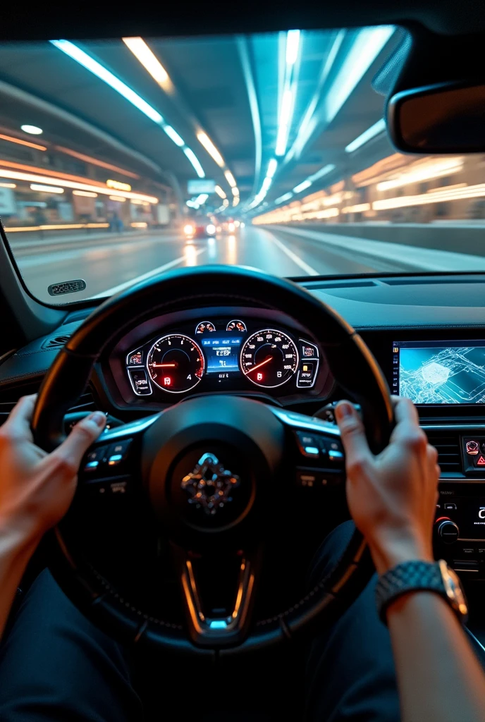 photorealistic,car interior,car dashboard,speedometer,driver pov,from view steering wheel .extreme speed,motion blur,light trails,volumetric lighting,cinematic lighting,dramatic lighting,sharp focus,highly detailed,intricate details,vibrant colors,realistic textures,hyper-realistic,masterpiece,8K