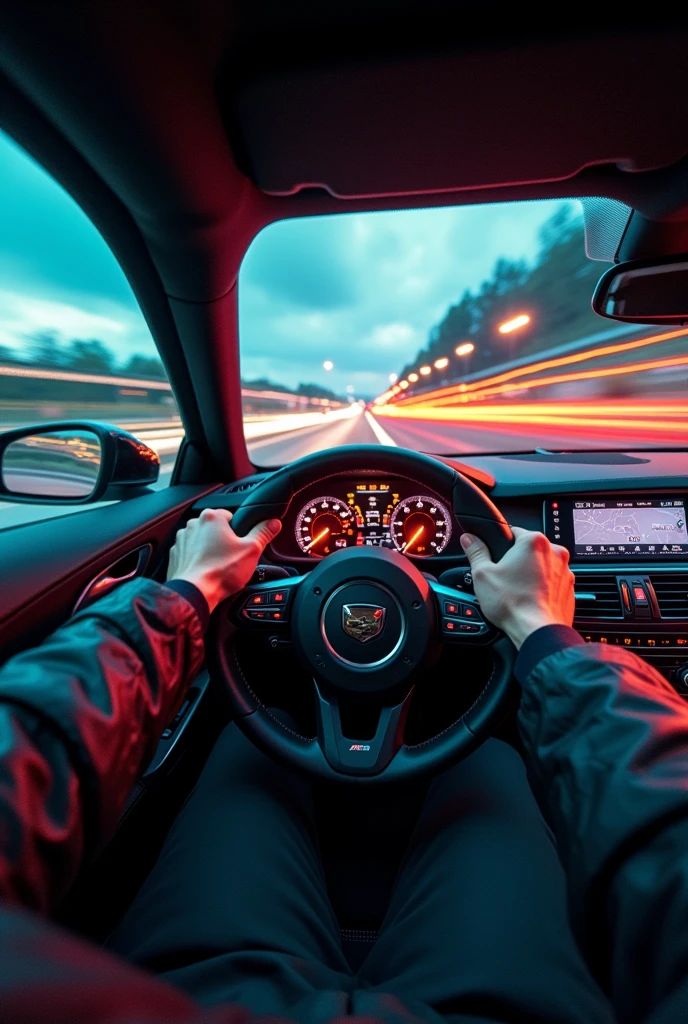 photorealistic,car interior,car dashboard,speedometer,driver pov,from view steering wheel .extreme speed,motion blur,light trails,volumetric lighting,cinematic lighting,dramatic lighting,sharp focus,highly detailed,intricate details,vibrant colors,realistic textures,hyper-realistic,masterpiece,8K