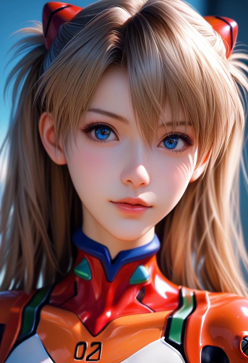 score_9, score_8_up, score_7_up, Asuka Langley Soryu in plugsuit, charming face, Neon Genesis Evangelion, Close-up details, realistic style photo young woman, platinum brown hair, long hair, outstanding style, tall, cute, in her s. Use soft lighting to cast gentle shadows on the subject, adding a touch of dimension to your images without compromising details, Girl's profile picture, realistic skin texture, detailed picture, HD32k