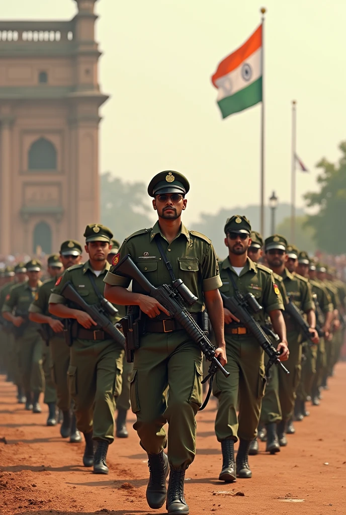 Independent day 2024 Indian army with weapons 