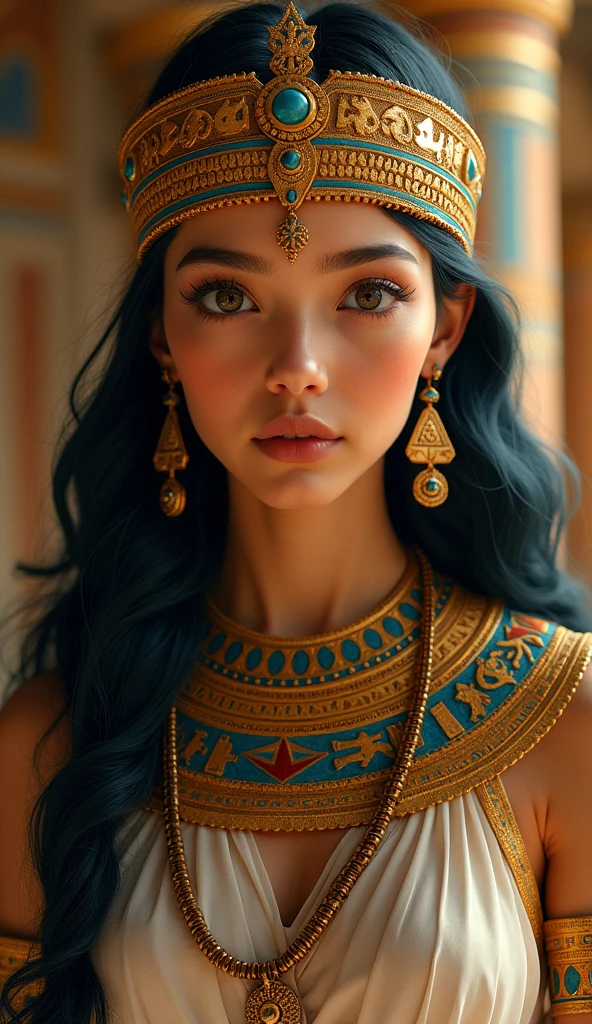 A young and beautiful queen of ancient Egypt, whole body