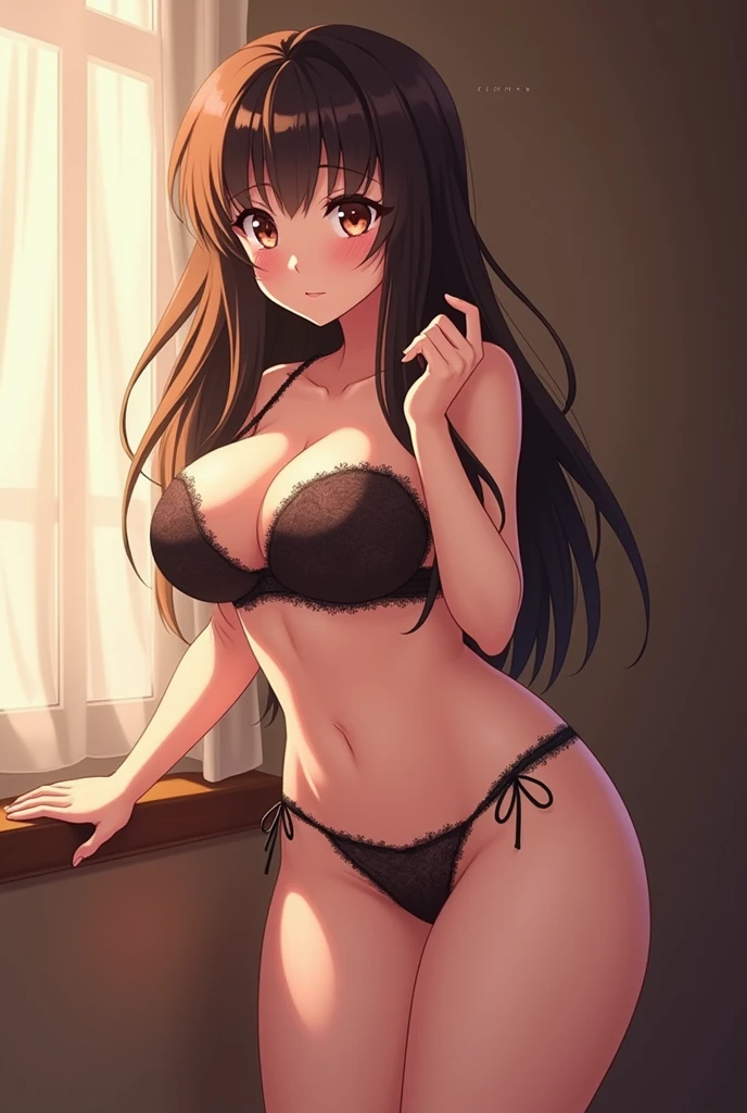 hot anime milf big boobs and thick thighs doing blowjob
