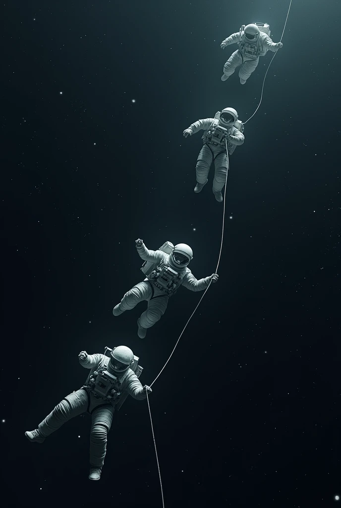 Astronauts has lost their spaceship and they are on the space 
And the only thing they see, is their cables and Starz 