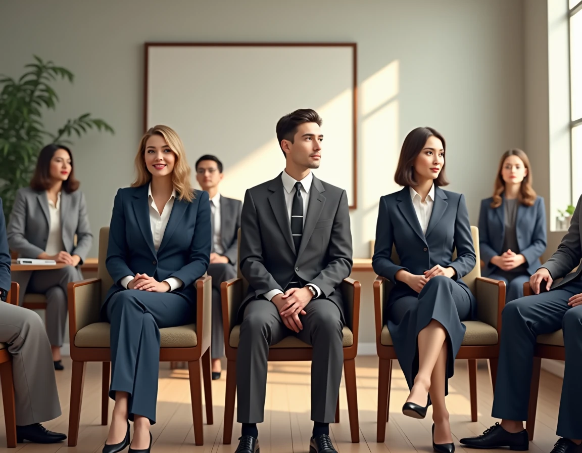 professional people with suit sitting in the chair