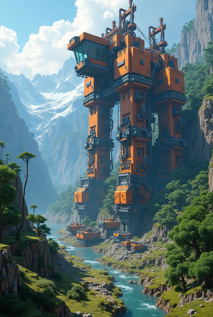 Advanced machinery in Minecraft to destroy nature 