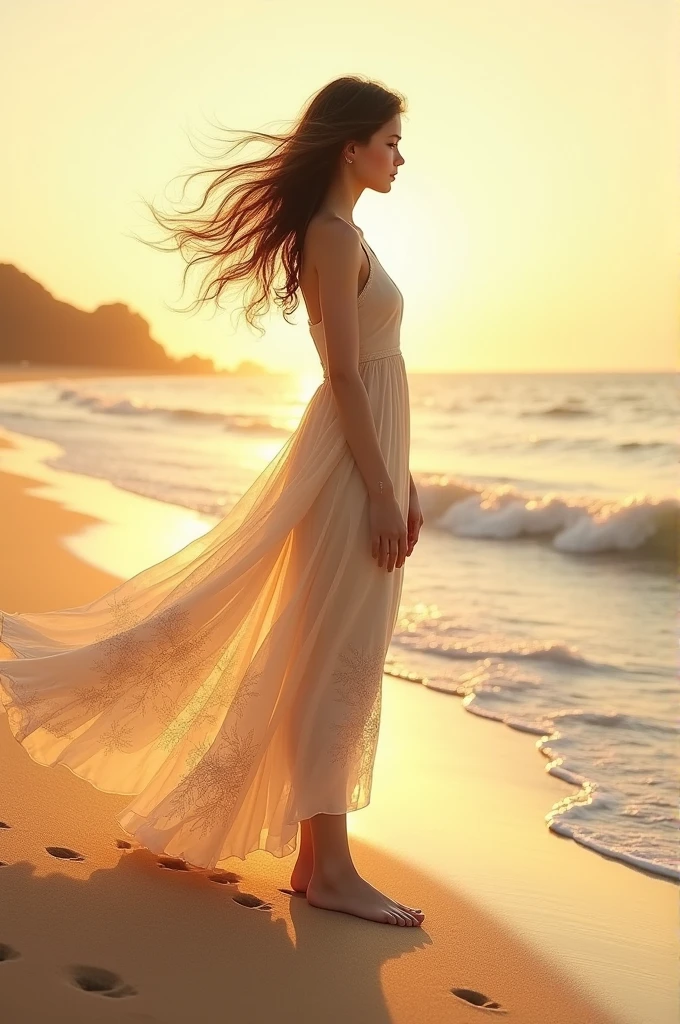 Create a girl on the beach