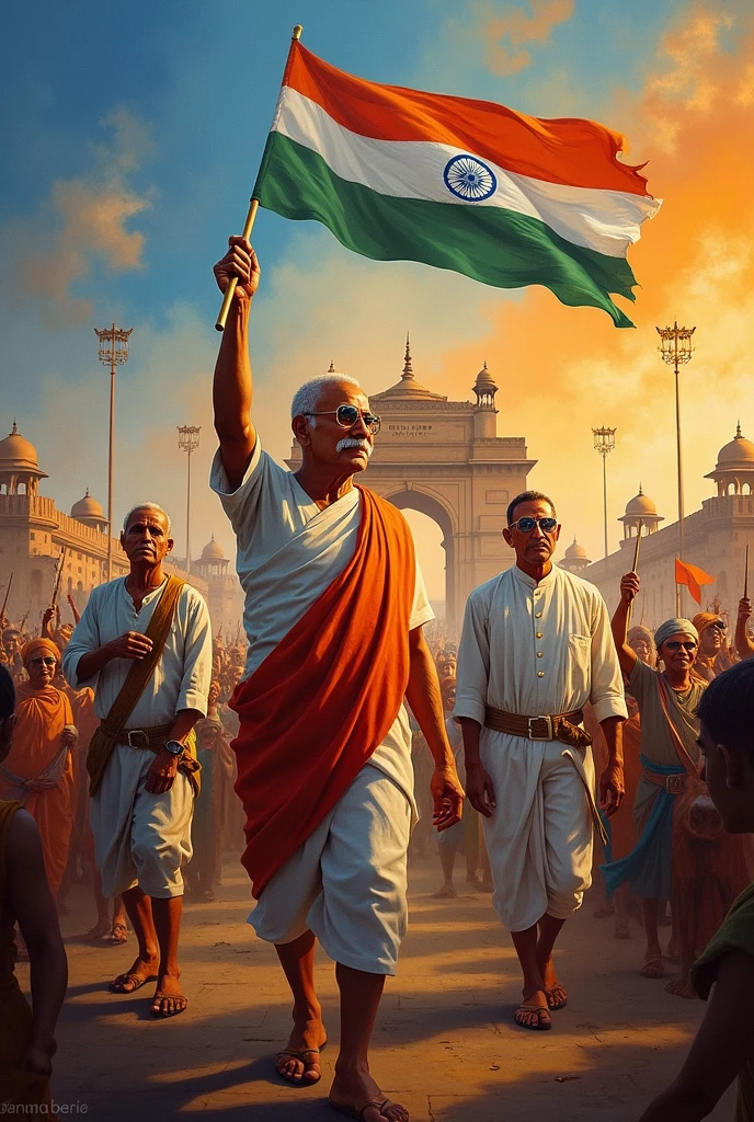 India independence day with freedom fighters 
