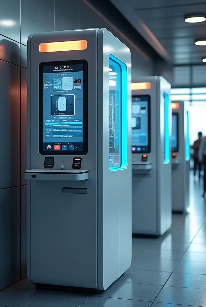power bank machines, touch and go screen, open door to pick up