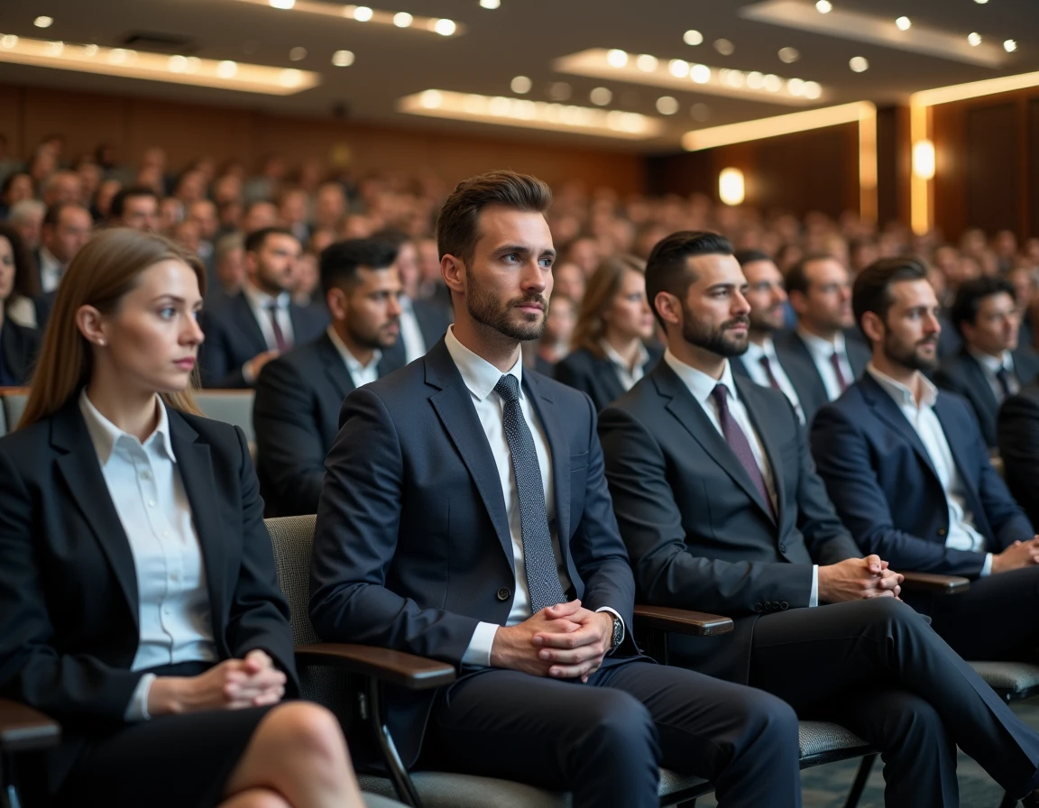 100 professional people with suit sitting in the chair