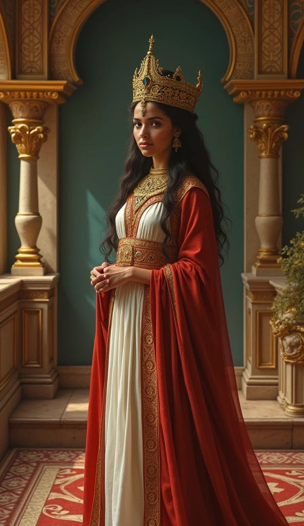 A young and beautiful queen of ancient Mesopotamia, whole body