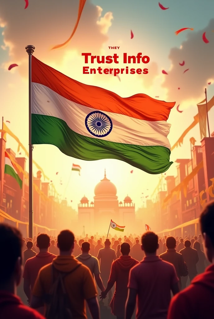 Showing Independence Day of India and text in red of “Trust Info Enterprises” 