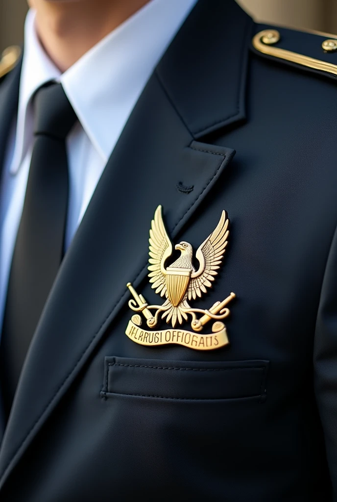 A zoomed-in image of the badge on a Naval Officer Candidate's uniform.