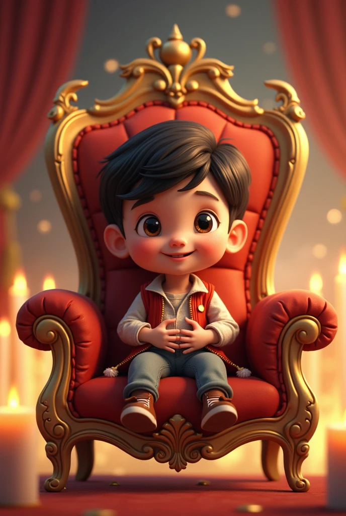 Cute boy sitting in the throne