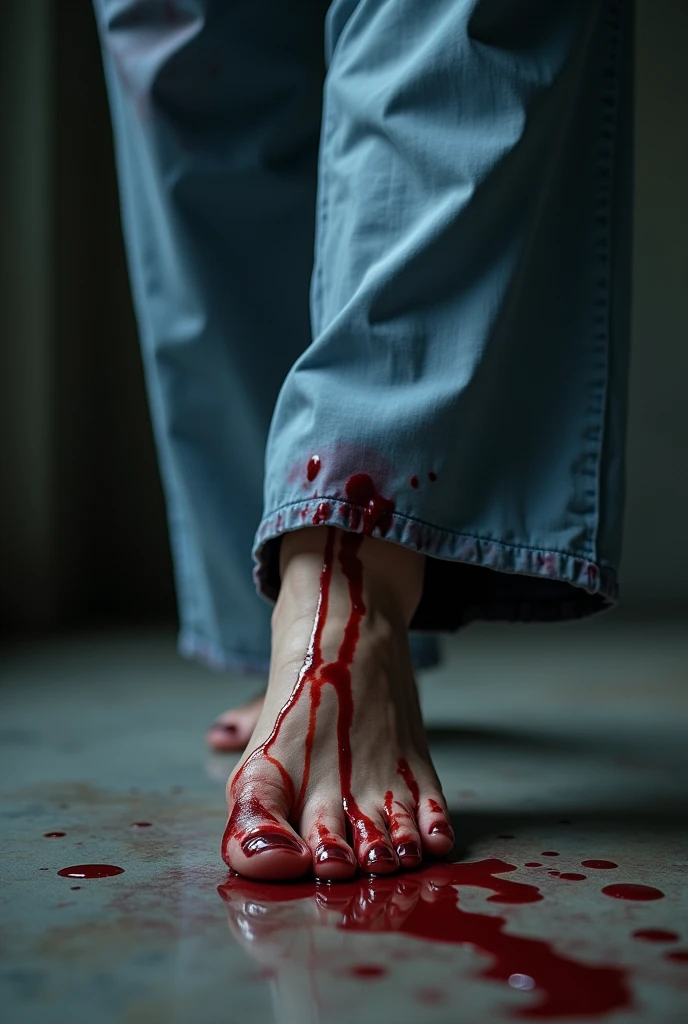 rape doctor foot step with blood