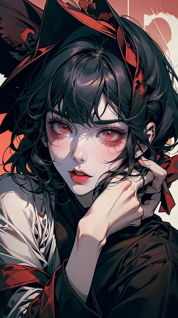 a close up of a person with a Bloody face and a Bloody hand, persona 5 art style wlop, gapmoe Yandere grimdark, Inspired by Ryuko Kawabata, Inspired by Urakami Gyokudō, Bloody + Concept Art, Yandere, gapmoe Yandere, Burning, Yandere. expensive, Tokyo Ghoul

