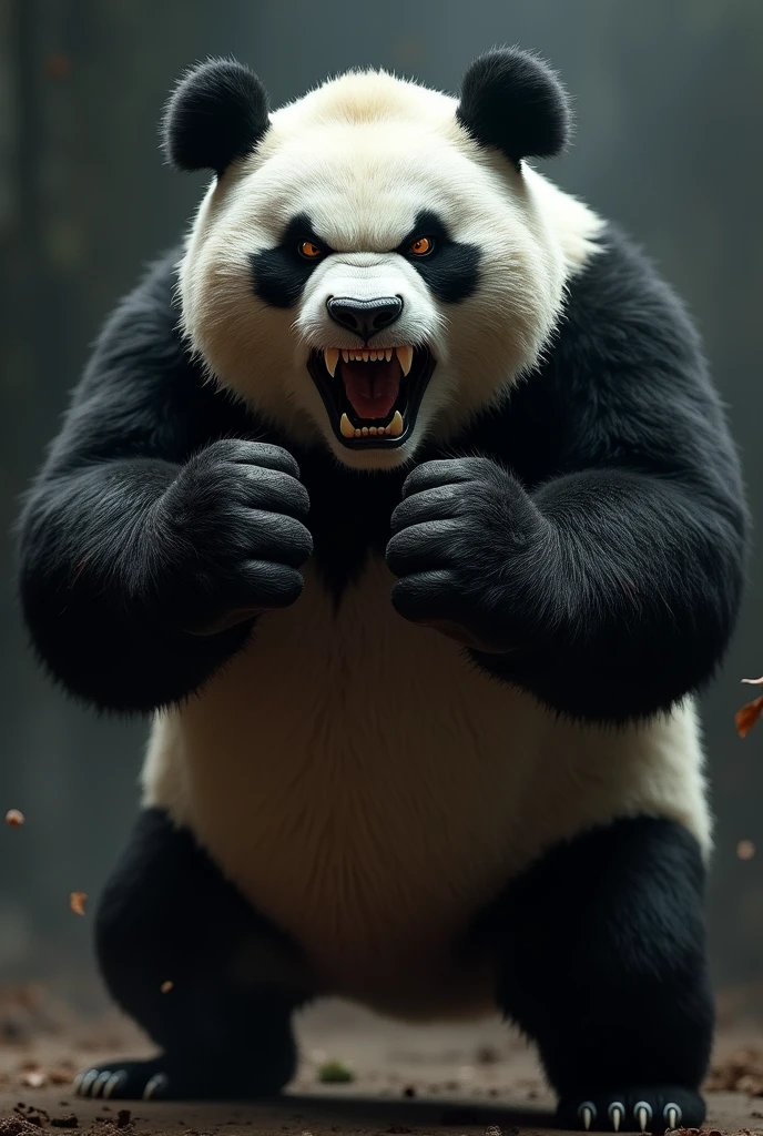 Create an angry panda named COGUOX grabbing its paws