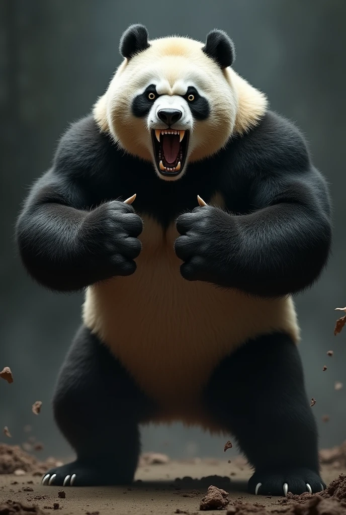 Create an angry panda named COGUOX grabbing its paws
