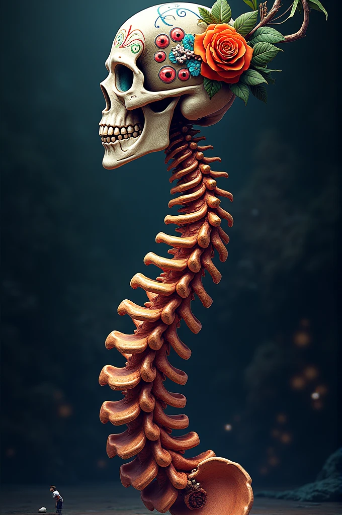 Vertebral column decorated as a sugar skull