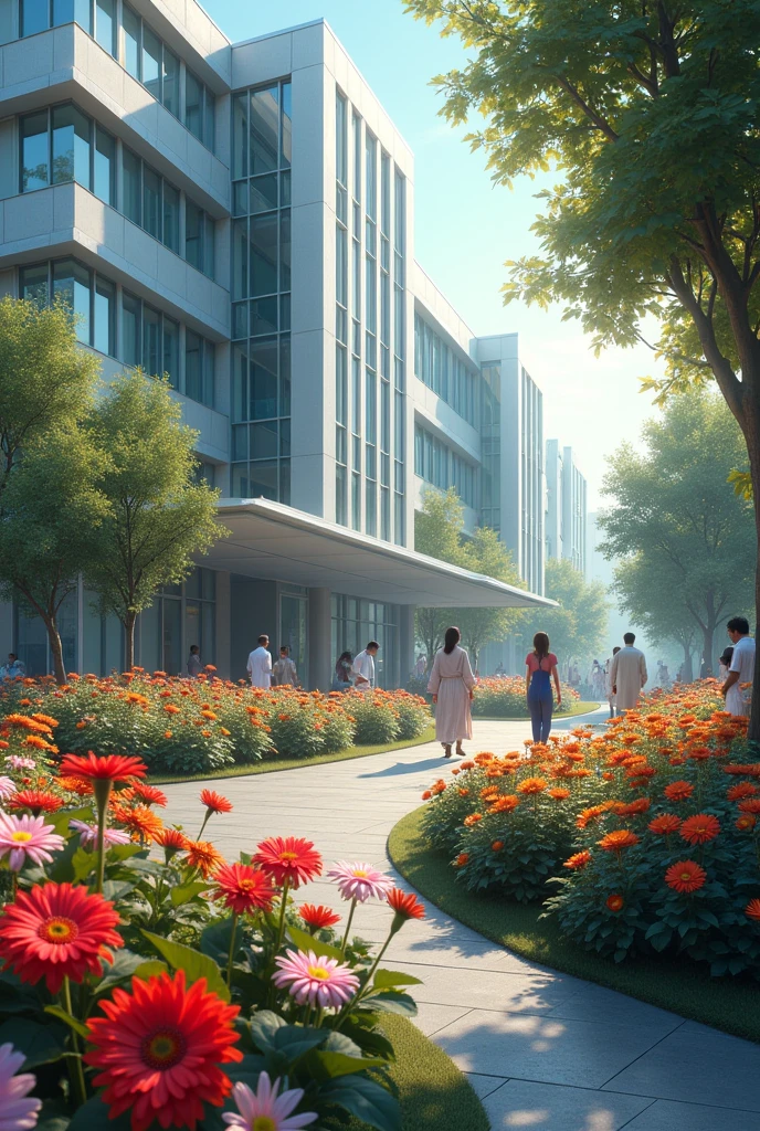 5. **A Hospital with a Flower Garden**: An image that combines the reality of the hospital with the beauty of a gerbera garden, representing the mixture of pain and hope that permeates them.