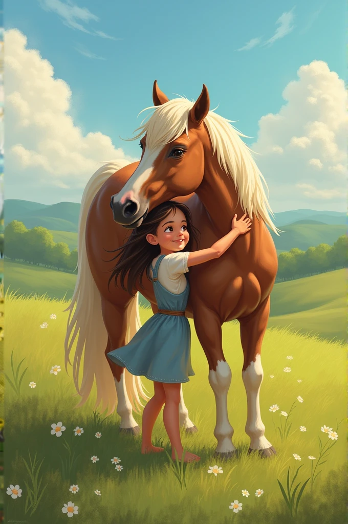 Create a girl hugging a horse