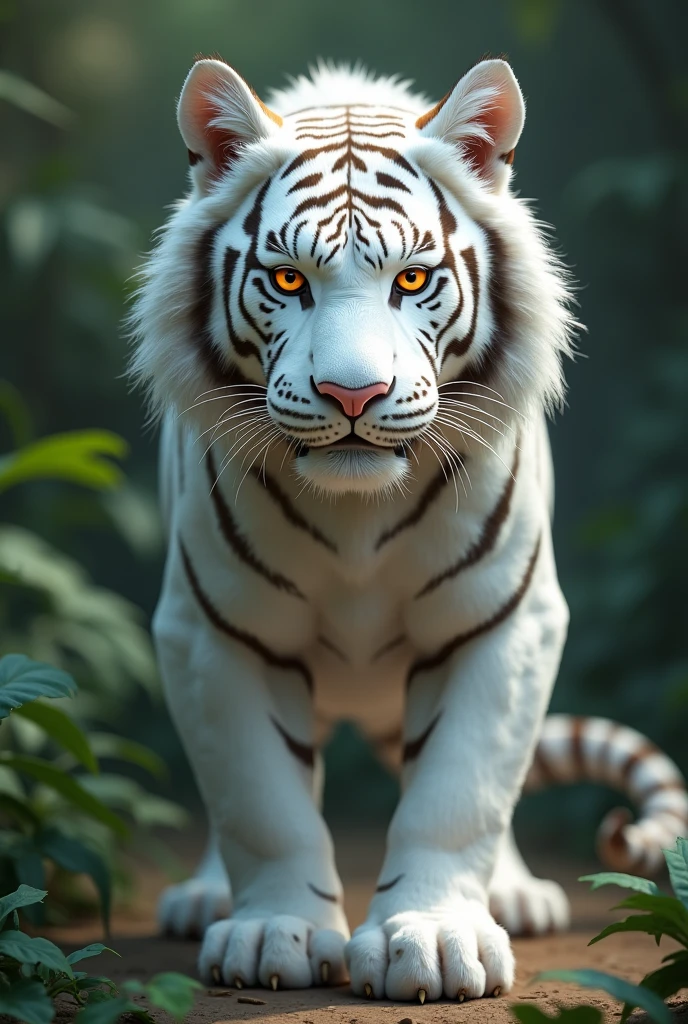 A white tiger mascot