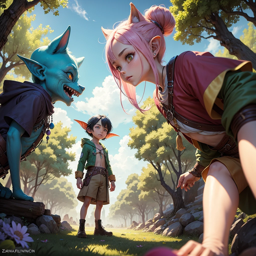 Sami found himself in a colorful and vibrant world, where the sky shimmered with unnatural colors and the trees spoke.. He soon realized that this world was filled with goblins, each with special abilities.. He meets a little goblin named Zane, who becomes his guide and helper in this strange world..