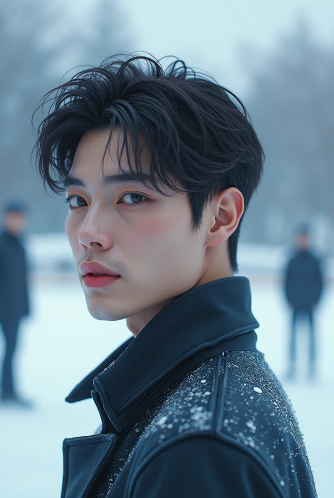 {{{best quality}}}, {1boy}, depth of field, beautiful detailed eyes, {game cg}, angular face, beautiful guy, angular face, adult, watercolor on paper, {{{{{{2024 manhwa style}}}}}}, beautiful, sexy, {{{{perfect eyes}}}}, attractive, short hair, full lips, male model, cinematic masterpiece, {{{{{detailed high quality face}}}}}, 8k quality, {{{{{proportional face}}}}}, perfect face, stunning, perfect body, soft features, muted colors {{on an ice rink}}