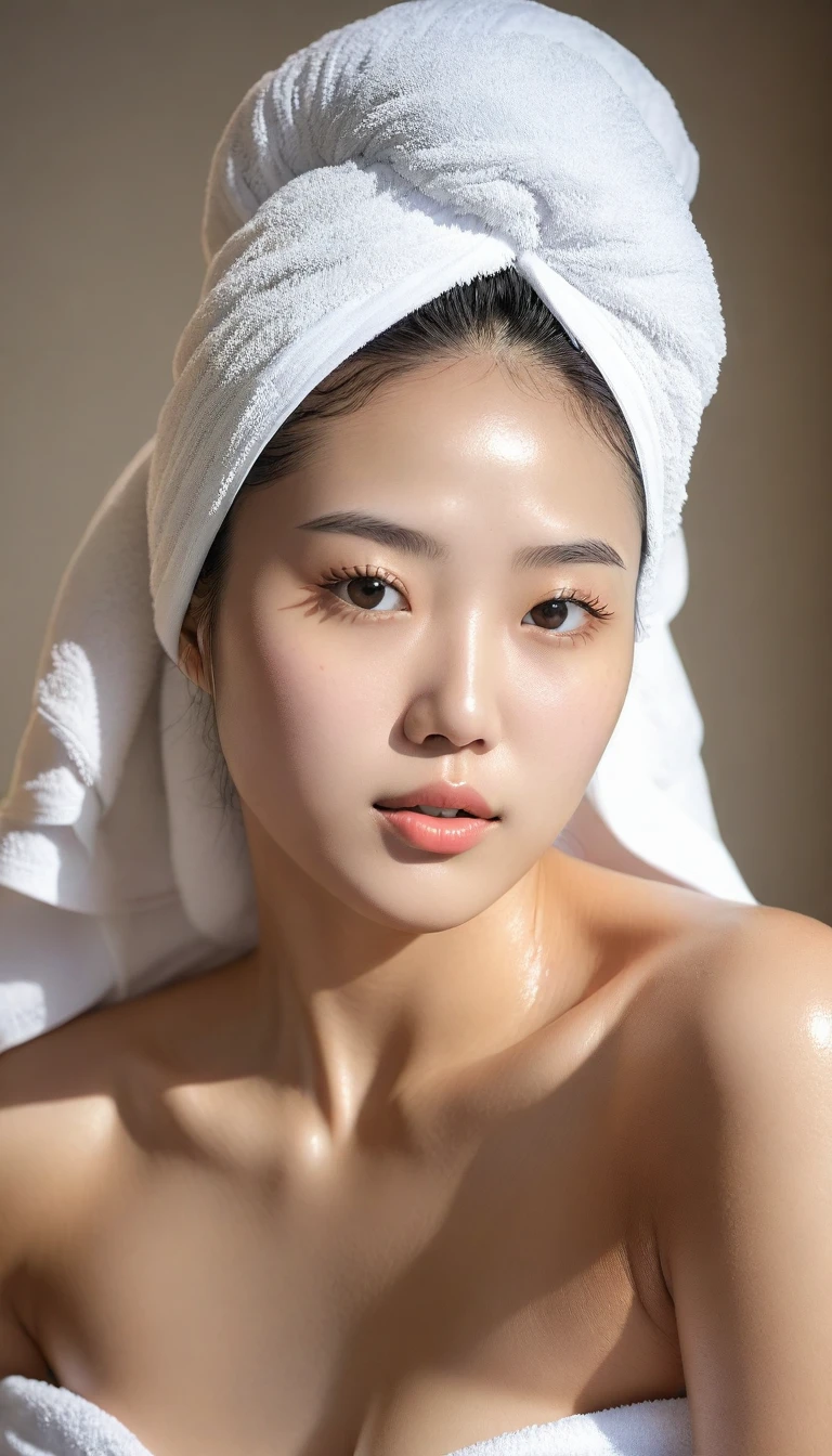 table top, highest quality, figure, Super detailed, finely, High resolution, 8k wallpaper, Perfect dynamic composition, a young asian idols woman, detailed and beautiful eyes, Natural lip color, small breasts, shortcut、 (Wearing a hijab uniform)、clear white skin、super realistic photos、beautiful face、 (wet by venom on body)、bathroom、See-through、on the bath up、Angle from above、((close your eyes:1.4))、((chubby:1.2))、((wear a police mech:1.1))